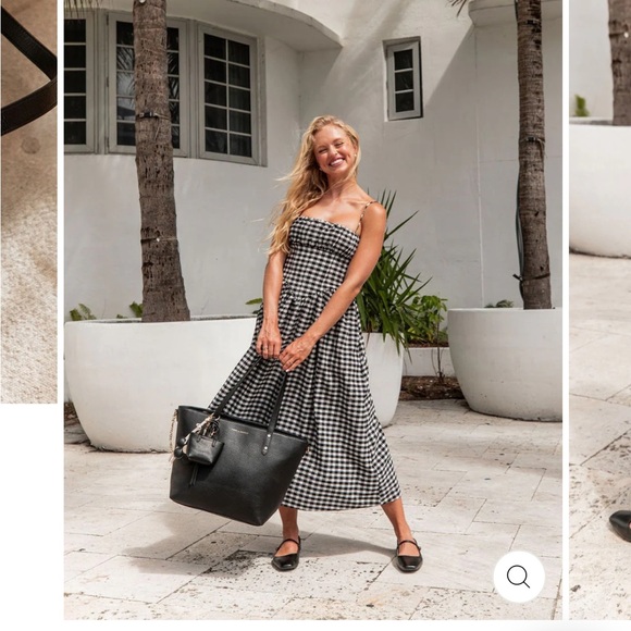 Poppy & Peonies Black Leather Tote with Minimalist Design - Picture 7 of 16